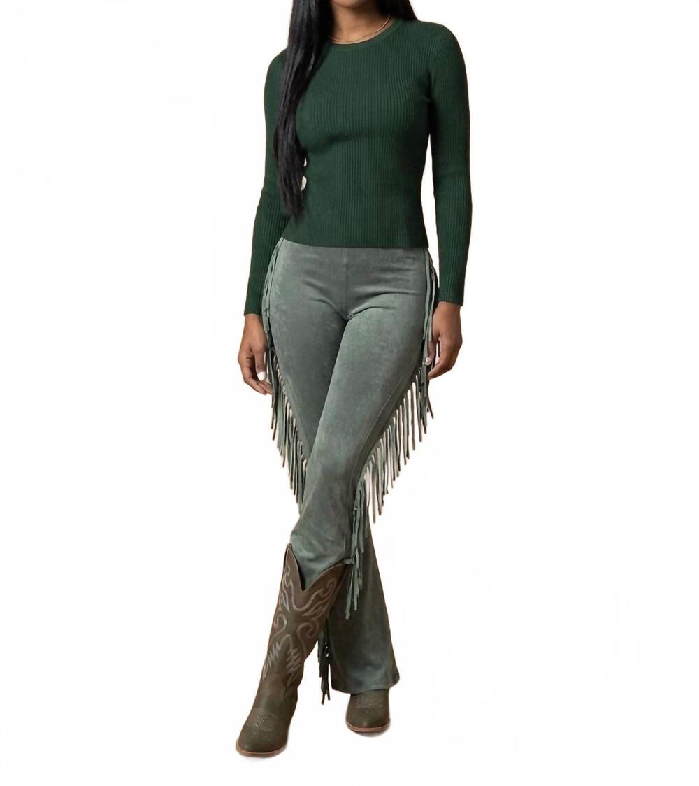 NEW K TOO fringe elastic waist pants in mineral wash olive green